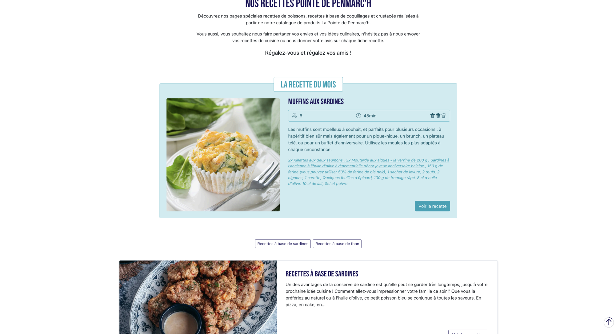 Capture page recette front office